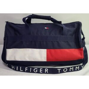 Tommy Hilfiger Vintage 90s Flag Logo Weekender Travel Duffle Gym Bag w/Strap 20"